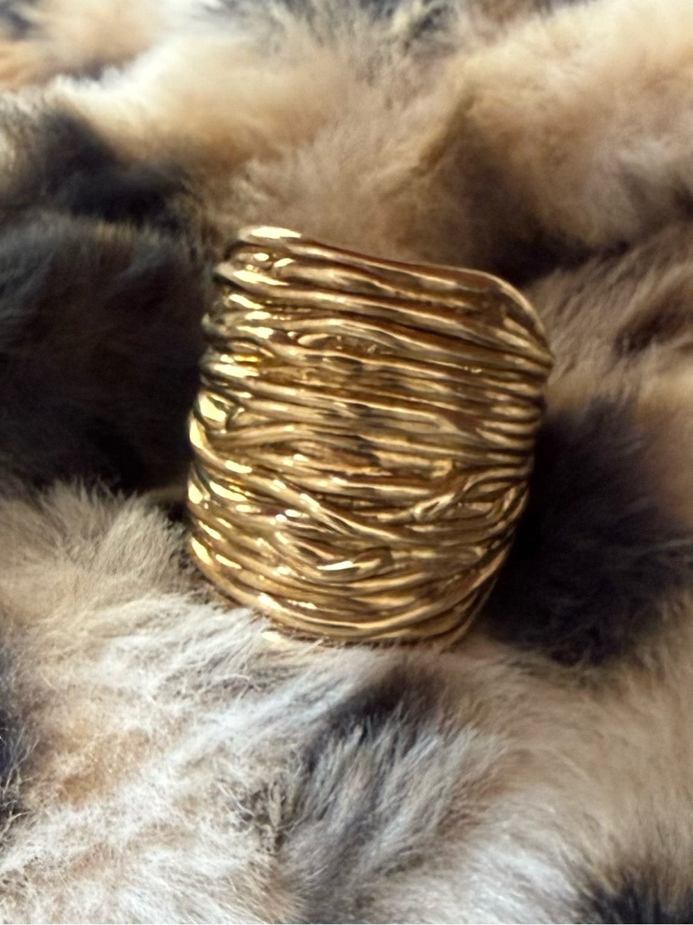 Vintage Shablool Israel .925 Sterling Silver Gold Vermeil Ring